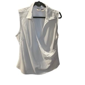 Fiorlini International White Faux Wrap Sleeveless Top XL